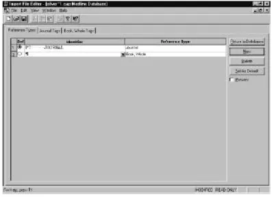 Tabs in the Database Window This window shows the following tabs: