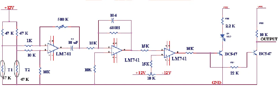 Fig  2. Circuit Diagram of Respiratory thermal air flow sensor 
