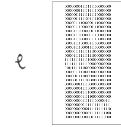 Fig. 3. An image file of handwritten character will first be read and binarized. Then reference lines of upper and lower base line of the character will be estimated