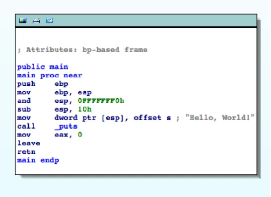 Figure 2.3: A Simple Hello World Graph (Taken from IDA Pro)