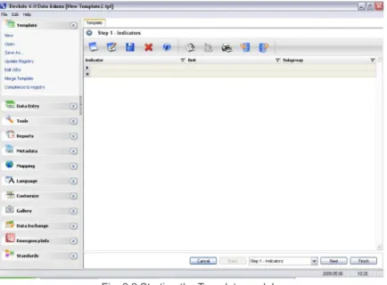 Fig. 2.2 Starting the Template module  Creating a new template is a three-step process