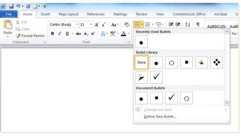 Figure 9. Home tab, Numbering tool 