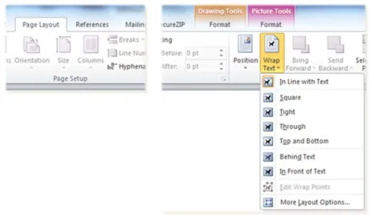 Figure 27. Page Layout tab, Wrap Text tool 