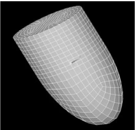 Fig 4 The Modeling of Bullet And Bullet Proof Vest (Side View)  A semi-empirical approach is adopted to formulate a material constitutive relationship for fabric