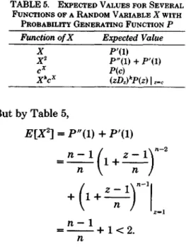 TABLE 5.  EXPECTED VALUES FOR SEVERAL 