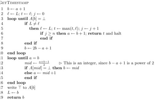 Fig. 2. Wait-free implementation of a weak counter from registers.