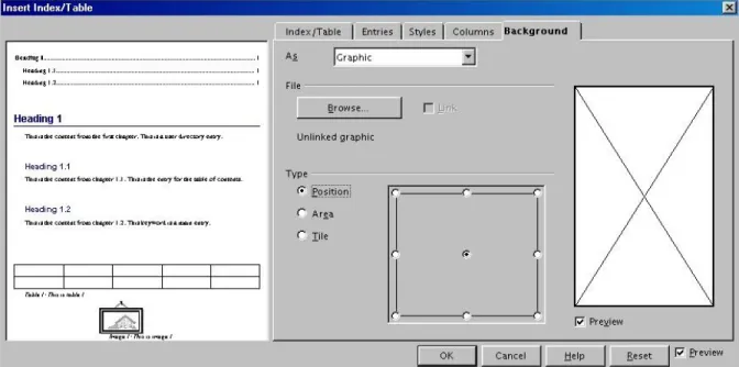 Illustration 6 Graphics options on the Background tab