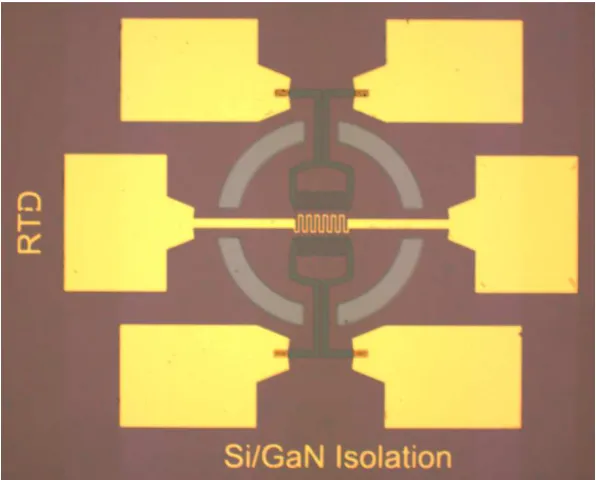 Figure 2.14   Optical image of the top outline showing the micro hotplates. 