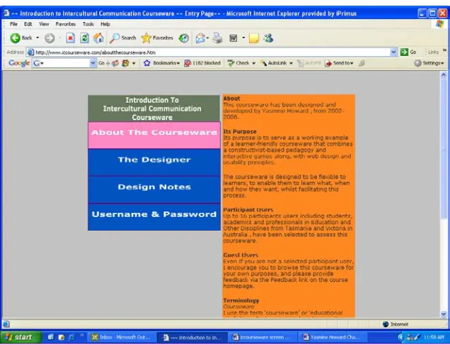 Figure 4.4.1a Splash Page (First Screen) 