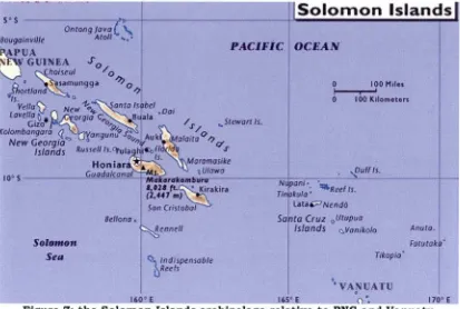 Figure 7: the Solomon Islands archipelago relative to PNG and Vanuatu (source: Falkland and Abawi, 2006) 