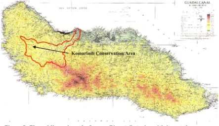 Figure I 8: The red lines show the Lungga River tributaries with its catchment sourced from the Komarindi conservation area (adapted from Falkland and 