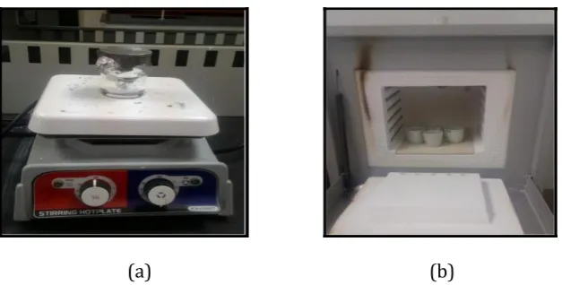 Figure 1. Procedure of (a) stirring process to obtain clear solution and (b) annealing process