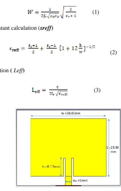 Fig. 1 - Microstrip patch antenna design 