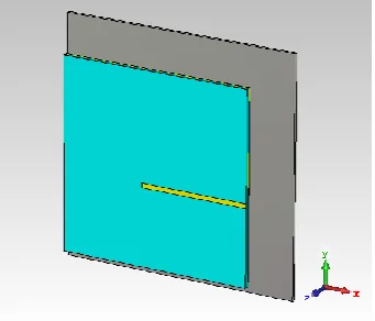 Fig. 2 - Single feed square aperture antenna with reflector (Design B) 