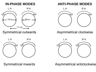 Figure 3.1. Schematic of the two in-phase and two anti-phase modes of 