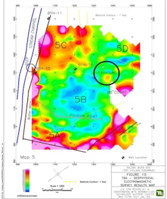 Figure 4:  EMI survey results at the Poudre River site Case Study. 