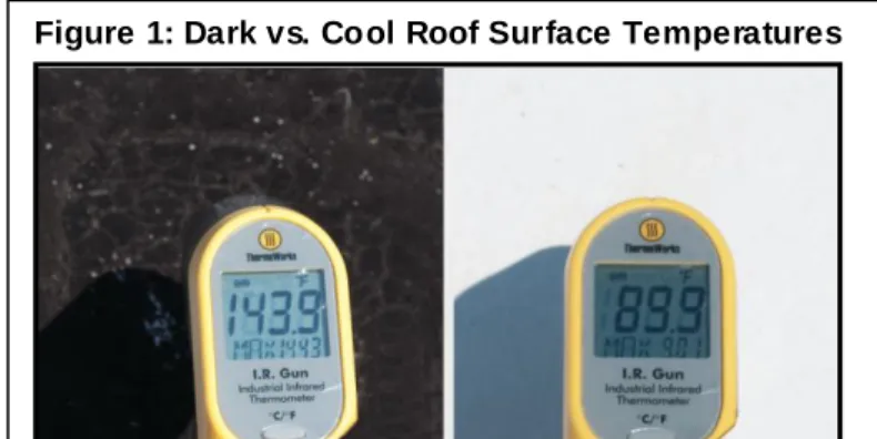 Figure 1: Dark vs. Cool Roof Surface Temperatures 