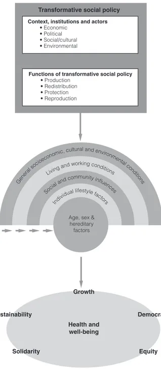 Fig. 3.2  Transformative social policy’s role in enhancing health and well-being 