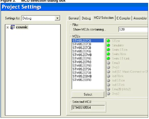 Figure 3. MCU selection dialog box