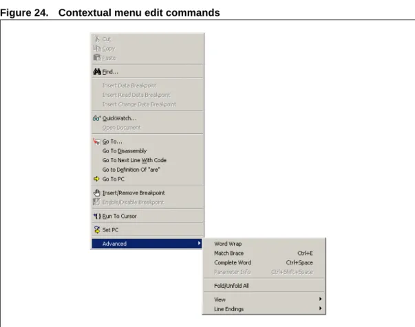 Figure 24. Contextual menu edit commands