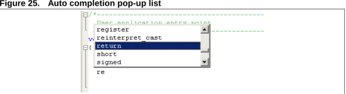 Figure 25. Auto completion pop-up list
