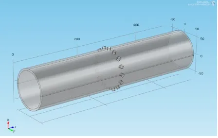 Fig. 1 Ultrasonic sensor configuration on acrylic pipeline 