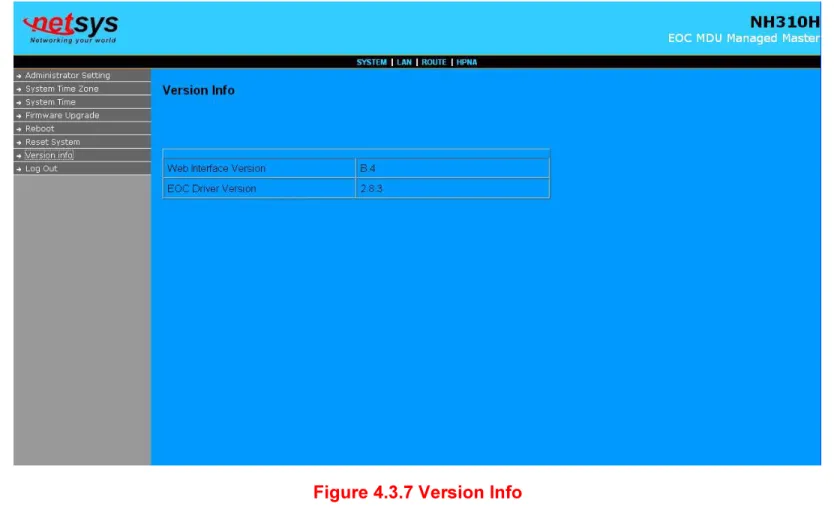 Figure 4.3.7 Version Info  Note: 