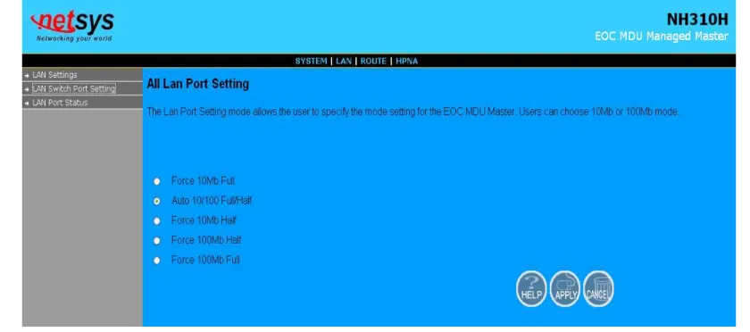 Figure 4.4.2 LAN Switch Port Setting 