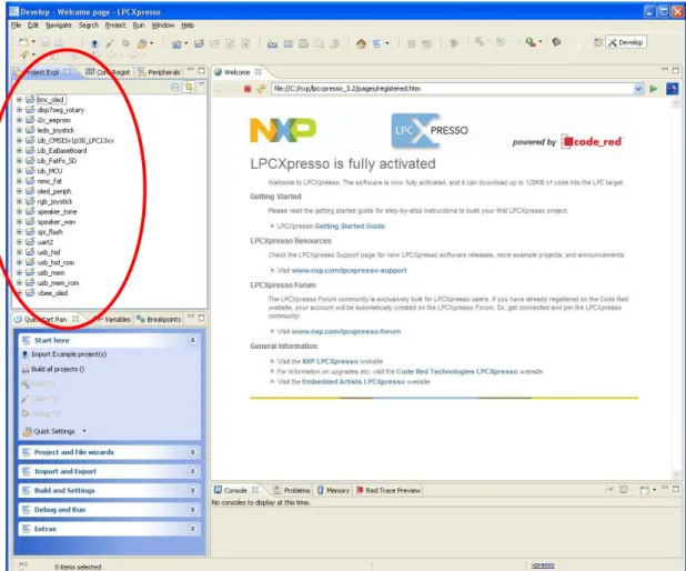 Figure 13 – LPCXpresso imported projects 