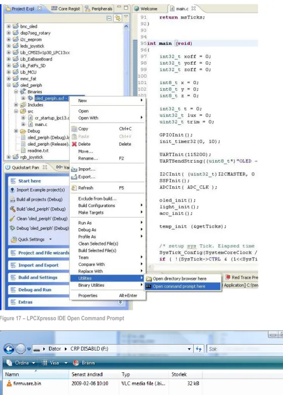 Figure 17 – LPCXpresso IDE Open Command Prompt 