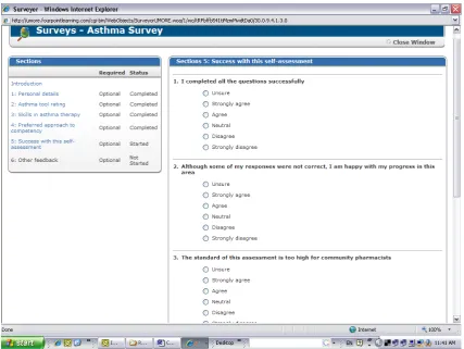 Figure 2.4: Screenshot of Section 5 of Asthma Survey using Likert scales  