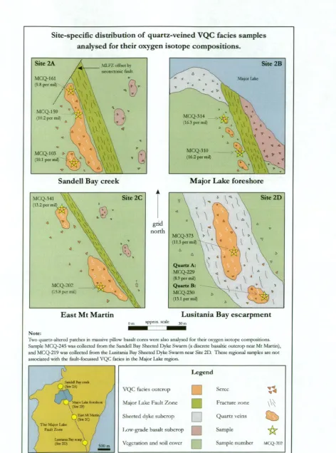 Figure 8.7: Schematic overview of the main VQC facies alteration zones associated with the Major Lake 