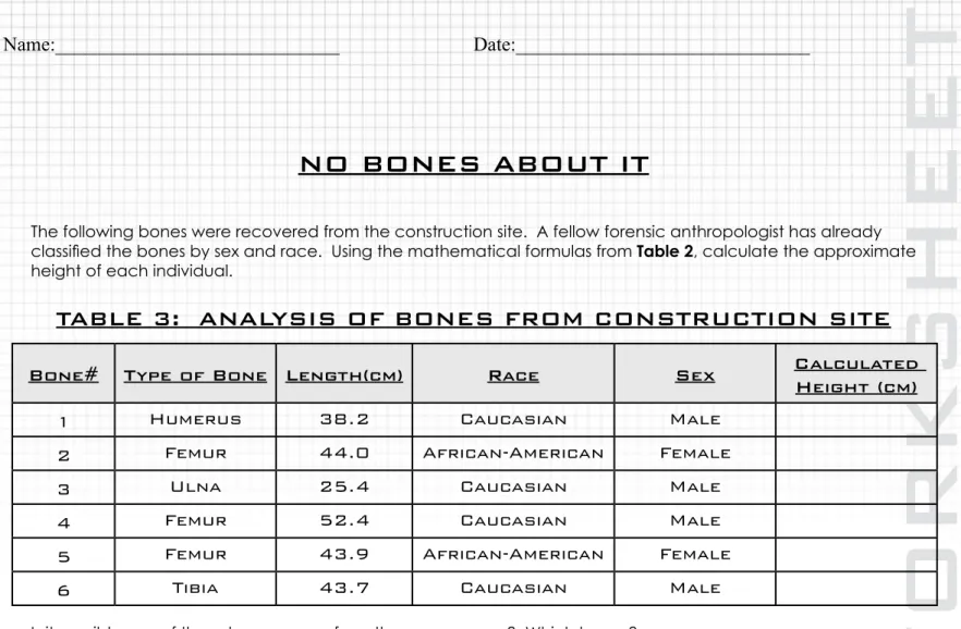 tAble 3:  ANAlySIS oF boNeS From coNStrUctIoN SIte