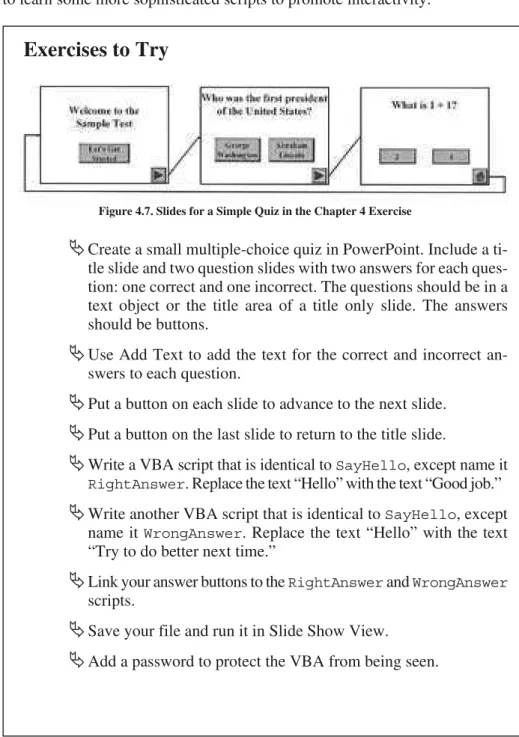 Figure 4.7. Slides for a Sim ple Quiz in the Chap ter 4 Ex ercise