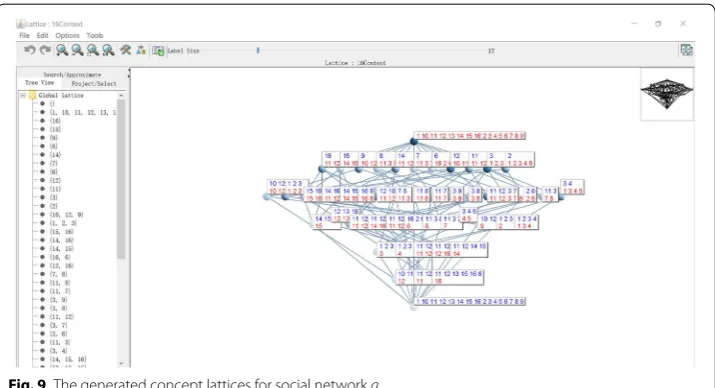 Fig. 9 The generated concept lattices for social network g