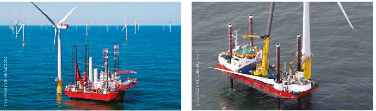 Figure 9: Examples of jack-up vessels used in the O&amp;M phase of offshore windfarms 
