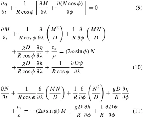 Table 1. Values of Manning’s roughness for certain types of sea bottom (Imamura et al., 2006).
