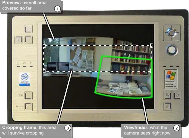 Figure 3: The Panoramic Viewfinder user interface on a Sony U50 ultra portable PC 