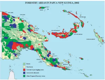 Figure 1Map showing the extent of the allocation of PNG’s forest resources to the loggingindustry