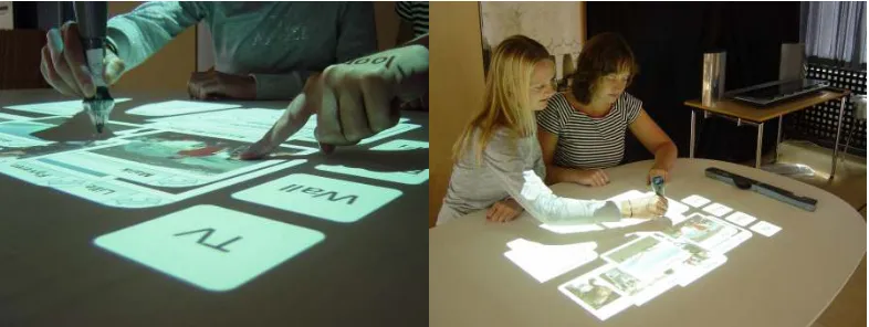 Figure 13: MediaTray for physical hypermedia interaction. The right picture shows the RFID tagreader in the bottom
