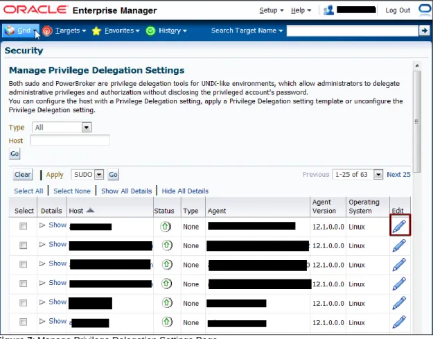 Figure 7: Manage Privilege Delegation Settings Page 