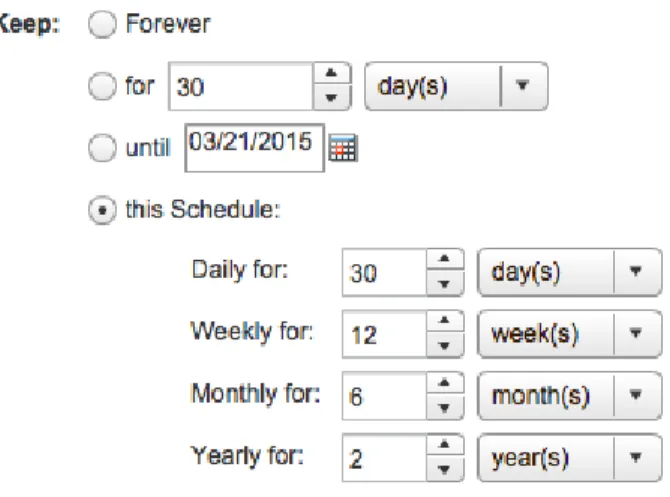 Figure 4. Custom Retention Policy