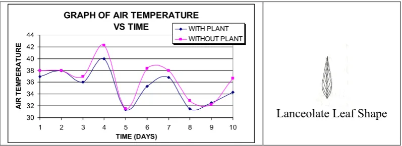 Figure 3.8 : Air Temperature of Linear Leaf Shape Plant Surrounding. 