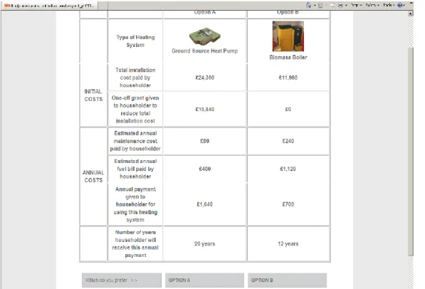 Figure 11: Example choice screen shown to survey respondents during the choice experiment 