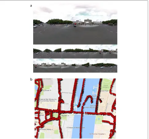 Fig. 6 Streetview images examples. a Streetview panorama and re-sampled perspective views