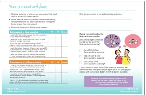 Fig. 2 Personal worksheet included in the DA