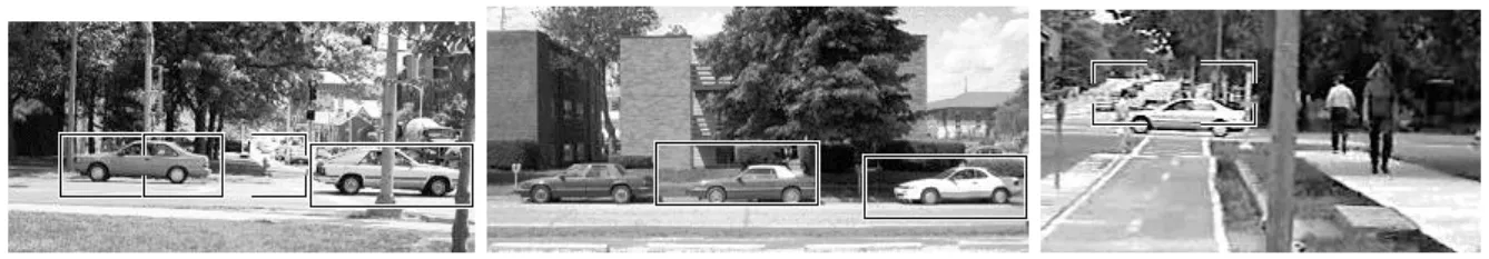 Fig. 8. Examples of test images on which our single-scale detection system missed objects or produced false detections