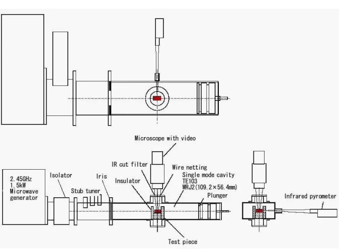 Fig. 1Device of single mode cavity and microscope with video for in-situ observations.