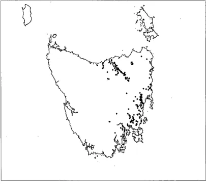 Figure 2.1 Location of 183 dry closed-forest stands mapped in the present study. 