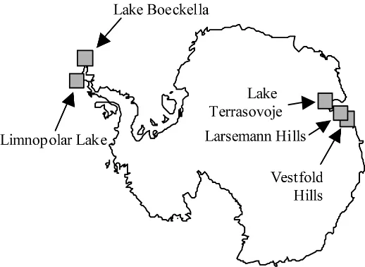 Fig. 1. Map of Antarctica showing the locations of sampling sites andother places mentioned in the text.